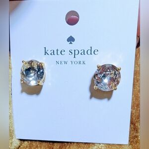 Kate Spade Clear GUMDROP Stud Earrings with Gold Tone